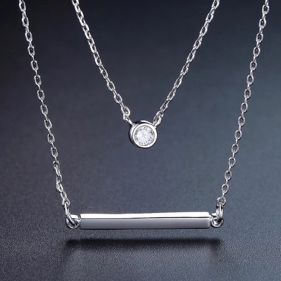 SILVERTONE LAYERED NECKLACE - Picture 2 of 5